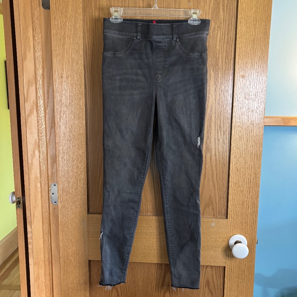 Spanx Gray Distressed Denim Jean Legging Jegging Size Medium